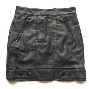 Black leather mini skirt